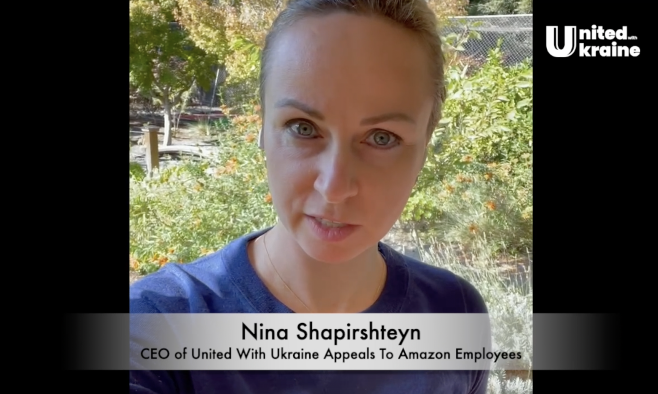 United With Ukraine Our CEO Nina Shapirshteyn appeals to Amazon Employees to help collect funds for Ukraine United With Ukraine watch the video appeal